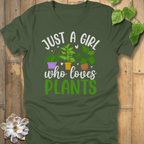 Military Green / S Girl Who Loves Plants T-Shirt T-Shirt