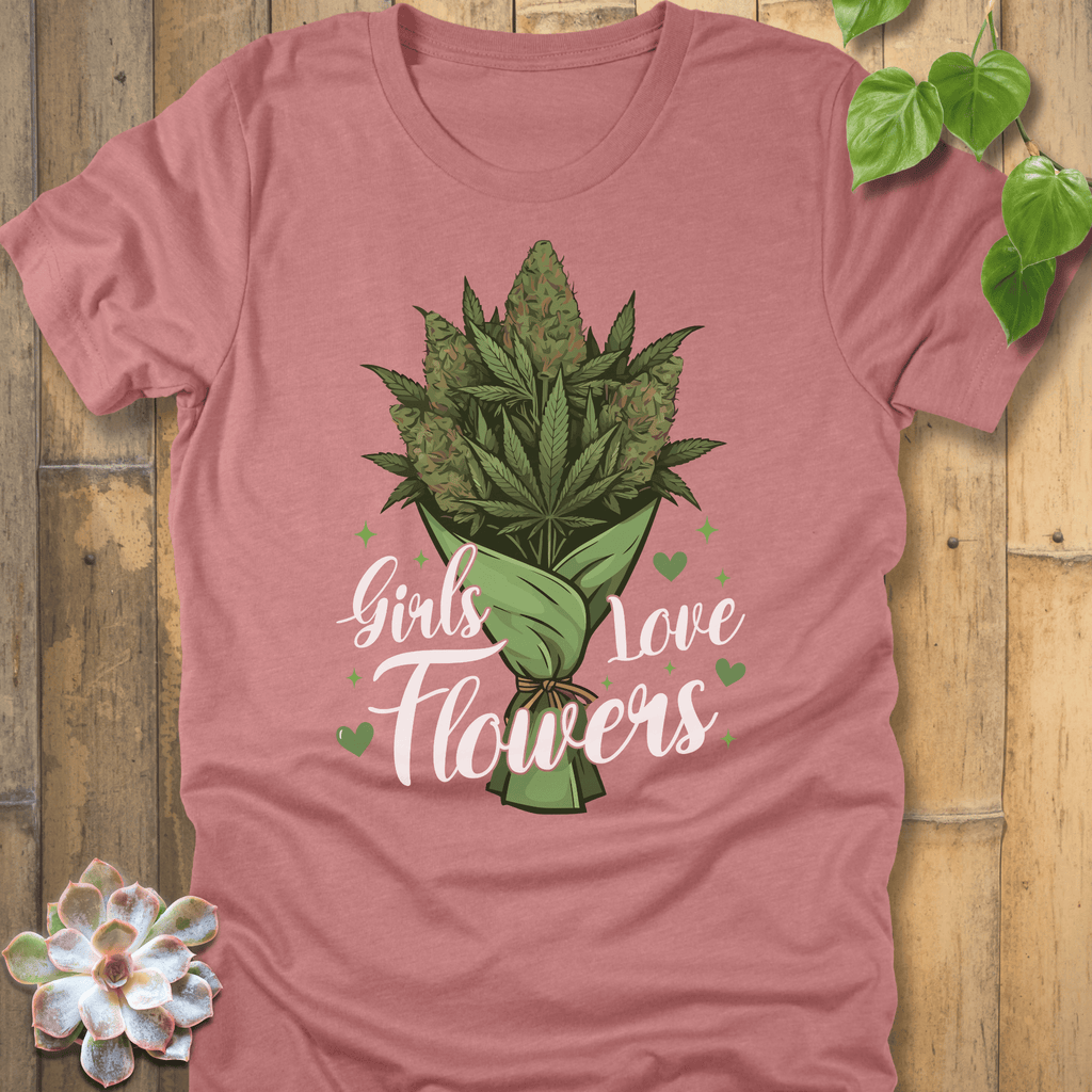 Heather Mauve / S Girls Love Flowers T-Shirt T-Shirt