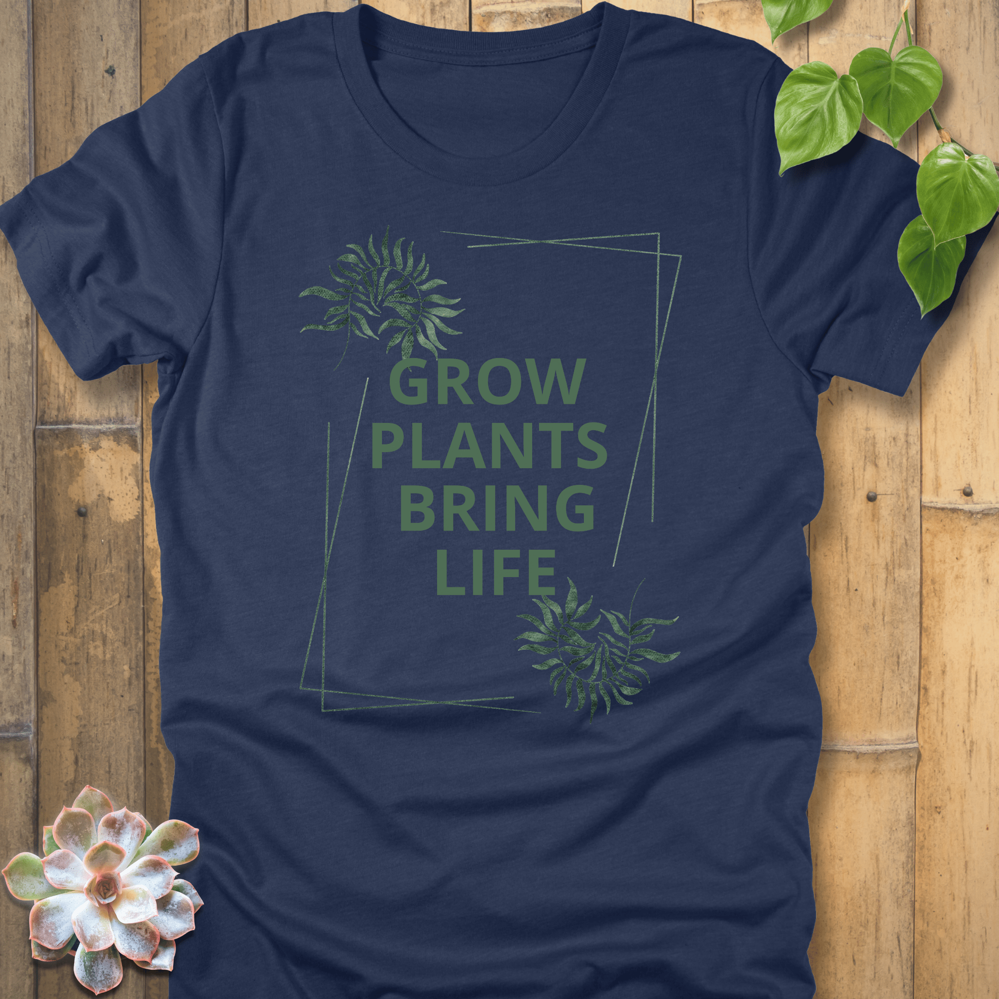 Heather Navy / S Grow Plants T-shirt T-Shirt