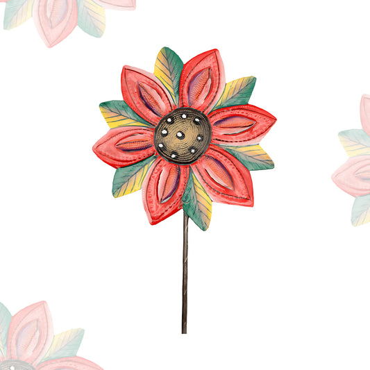 Painted / 1 Handcrafted Recycled Metal Flower Stake Flower Stake