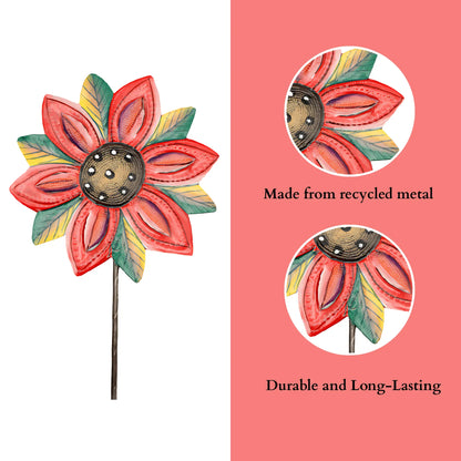 Painted / 1 Handcrafted Recycled Metal Flower Stake Flower Stake