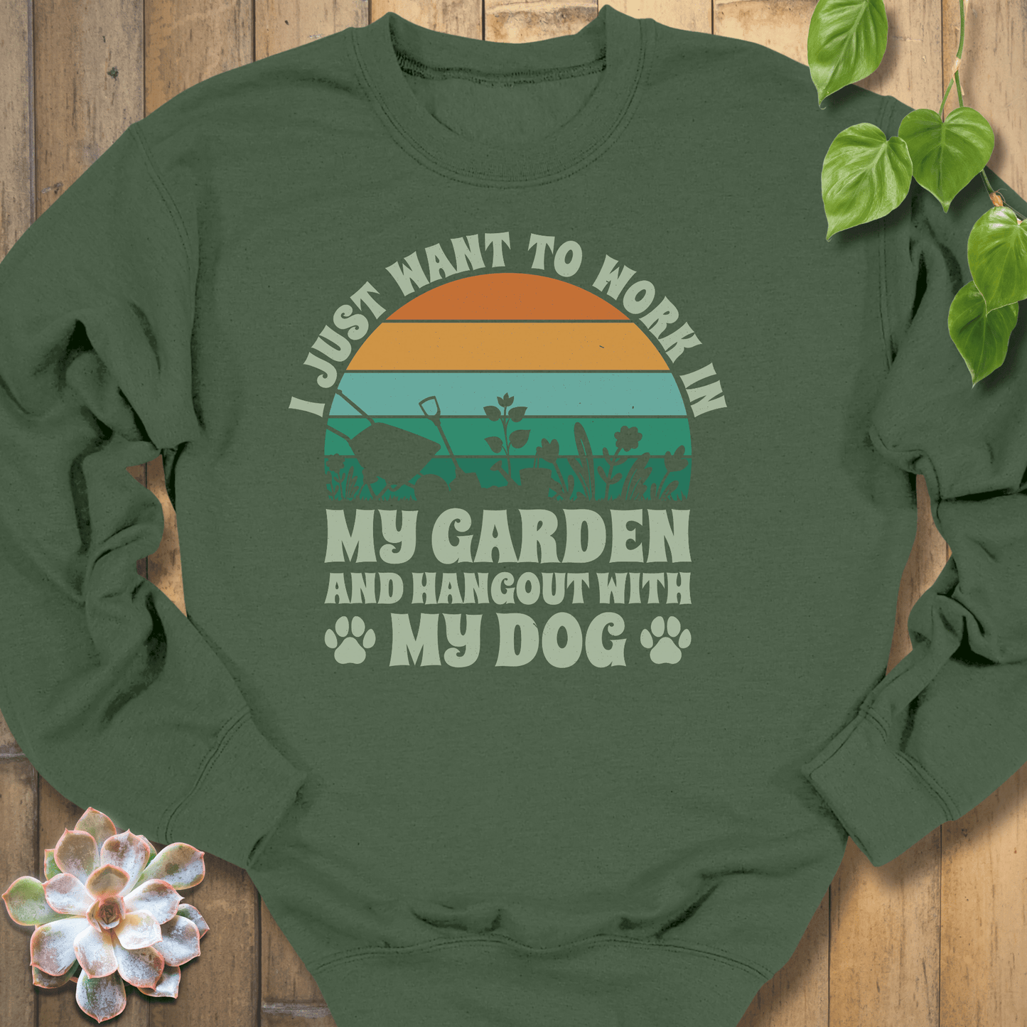 Military Green / S Hang out with my Dog Sweatshirt Sweatshirt