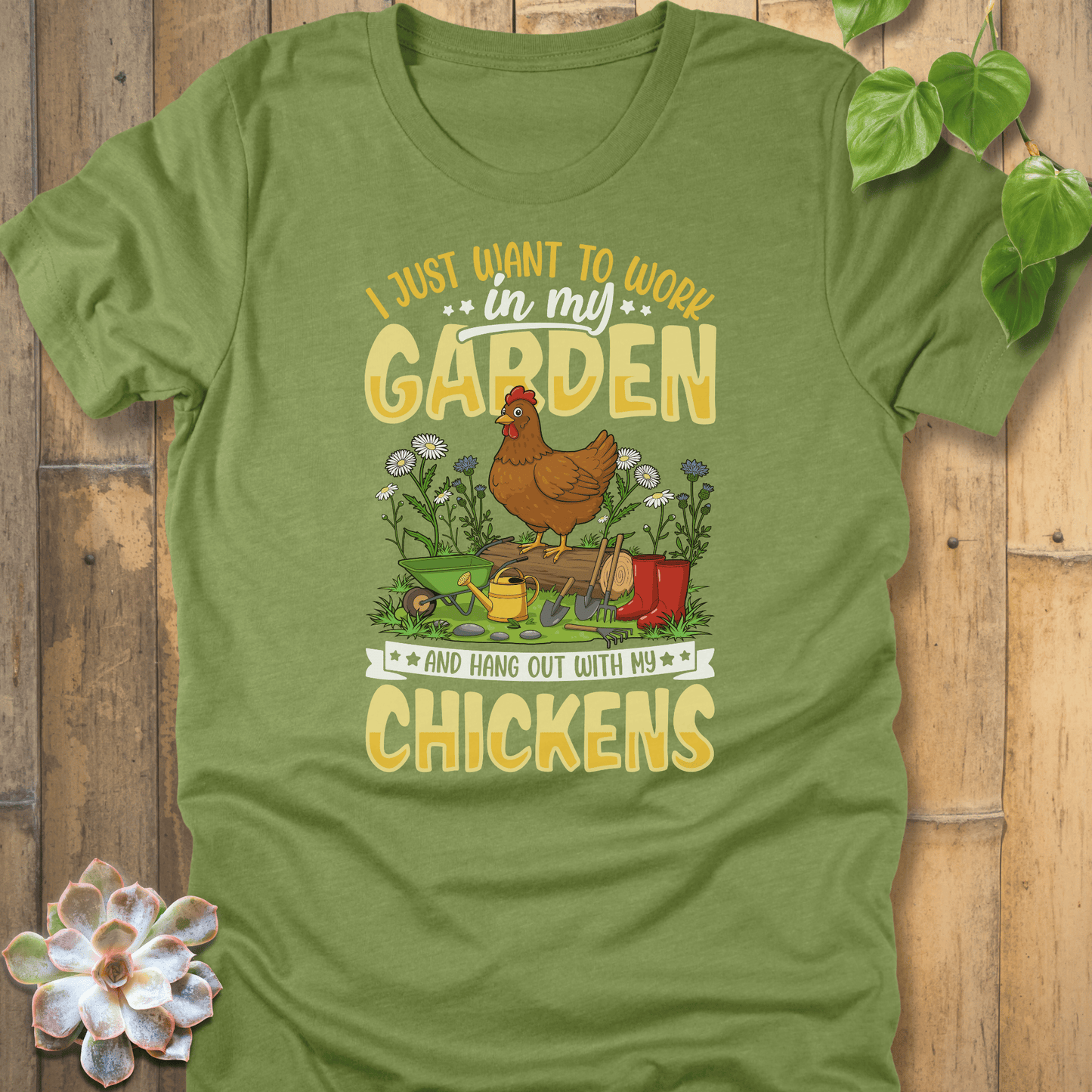 Heather Green / XL Hangout With My Chickens T-Shirt T-Shirt