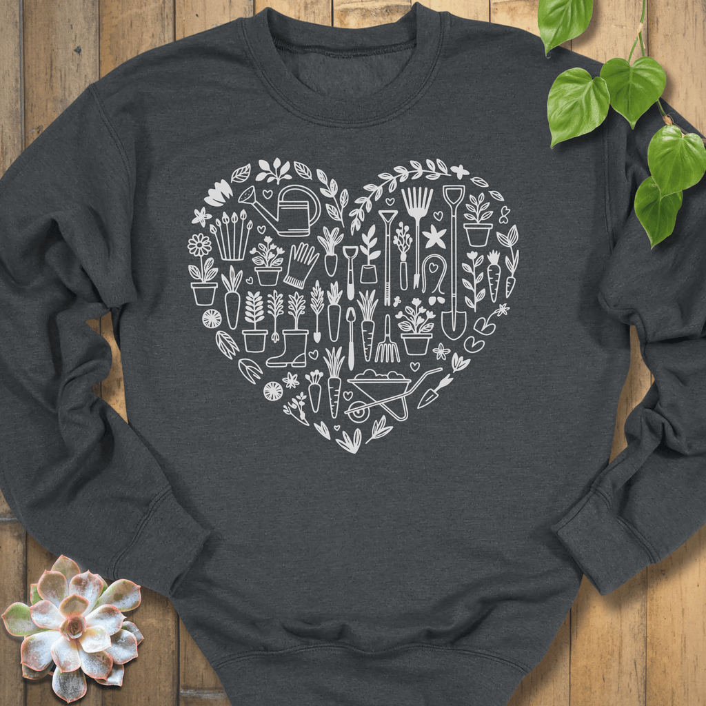 Dark Heather / S Heart Of A Gardener Sweatshirt Sweatshirt