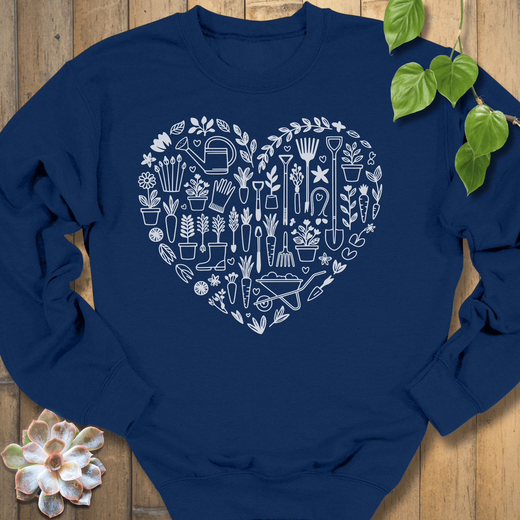 Navy / S Heart Of A Gardener Sweatshirt Sweatshirt
