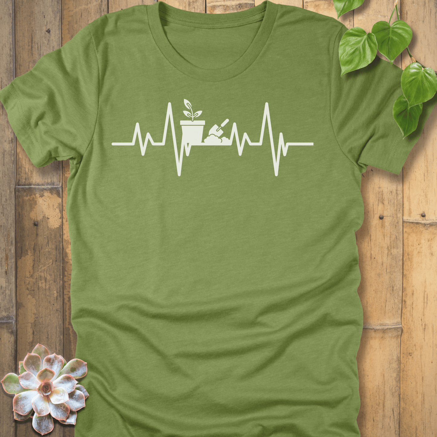 Heather Green / M Heartbeat Plant T-Shirt T-Shirt