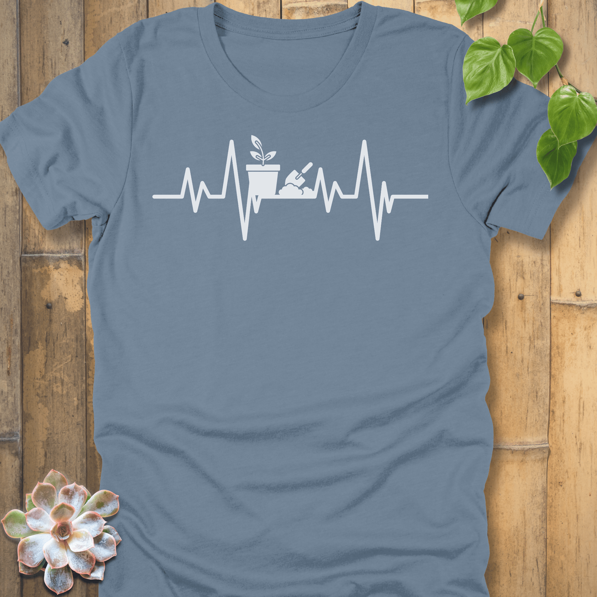 Steel Blue / S Heartbeat Plant T-Shirt T-Shirt