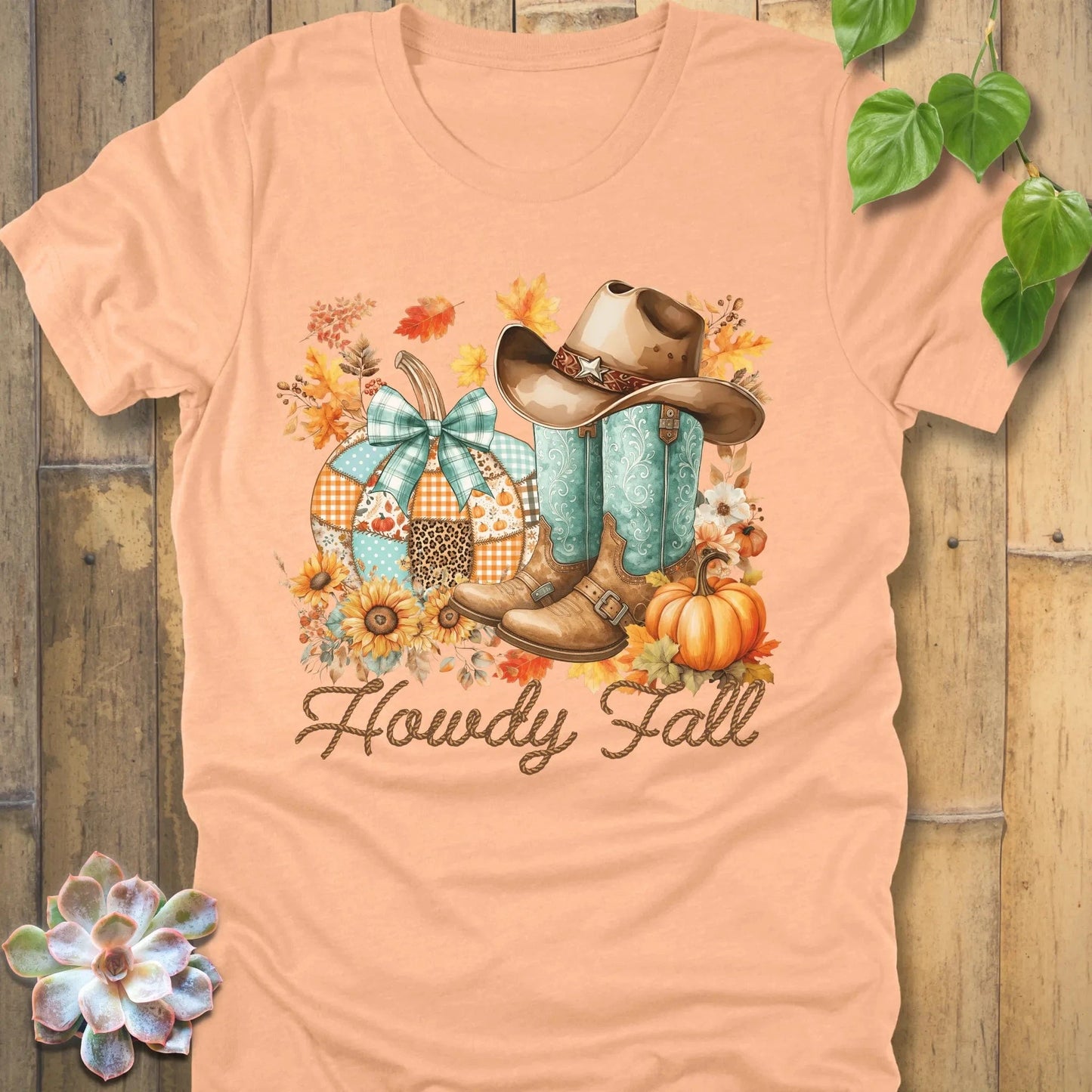 Heather Peach / S Howdy Fall T-Shirt T-Shirt