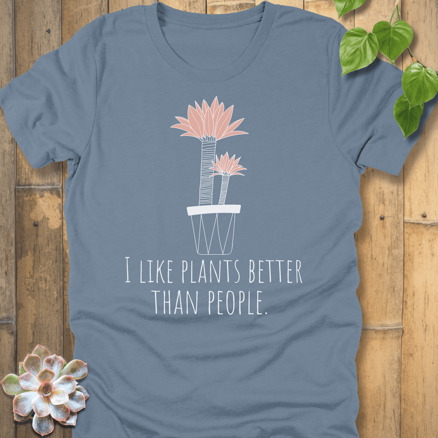 Steel Blue / S I Like Plants T-shirt T-Shirt