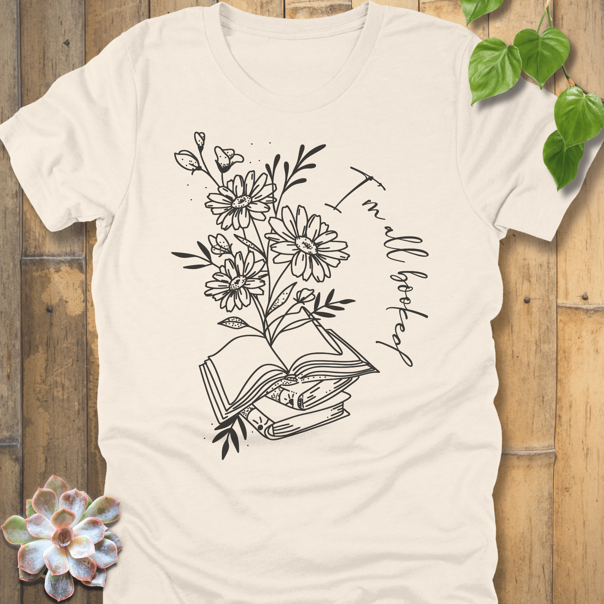 Natural / S I'm All Booked T-Shirt T-Shirt