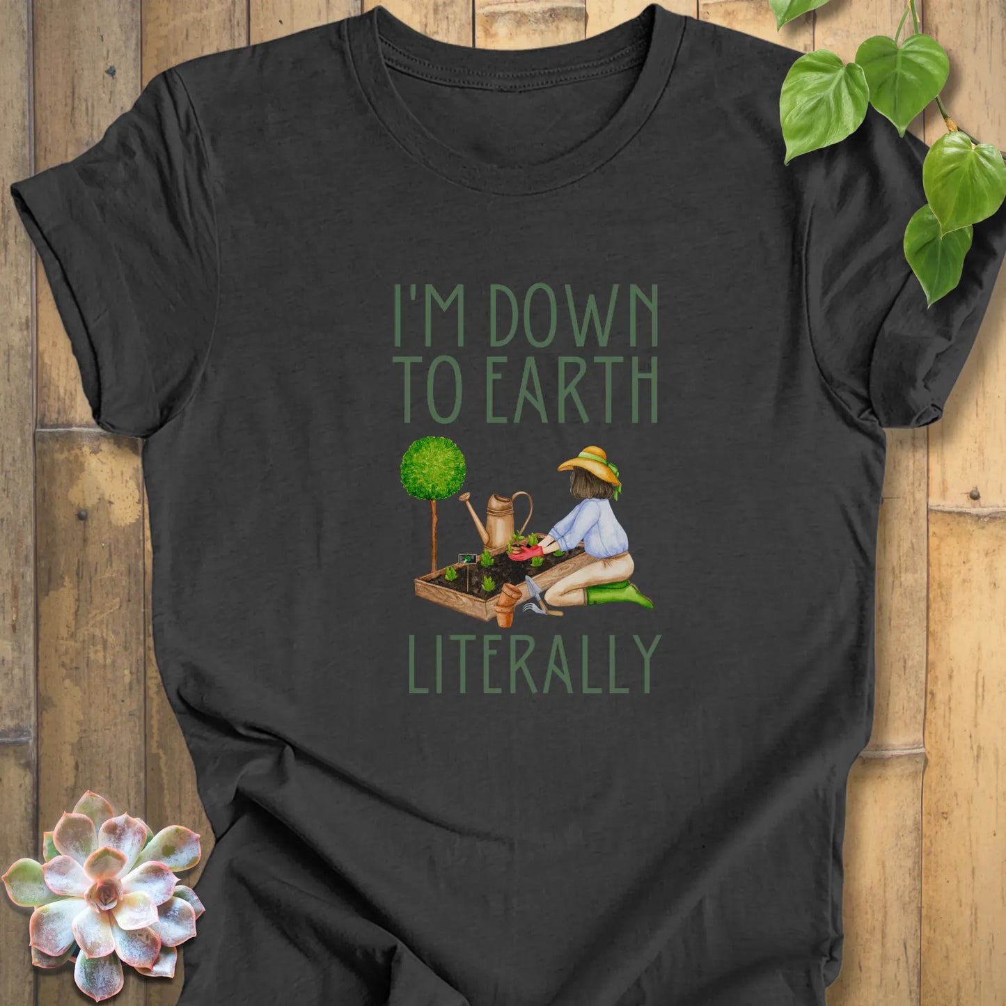 Dark Grey Heather / XS I’m Down to Earth Literally - T-Shirt T-Shirt