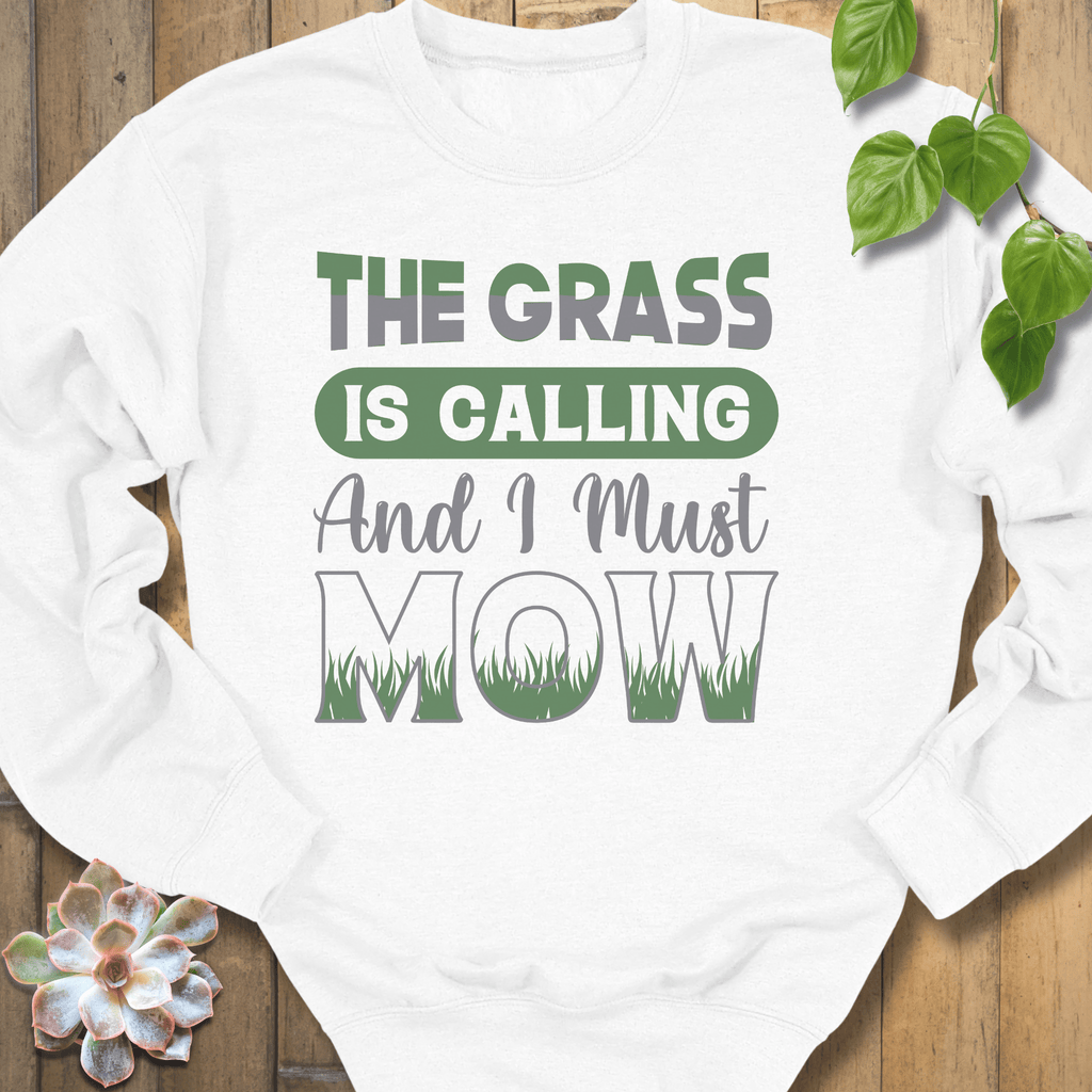 White / S I Must Mow Sweatshirt Sweatshirt