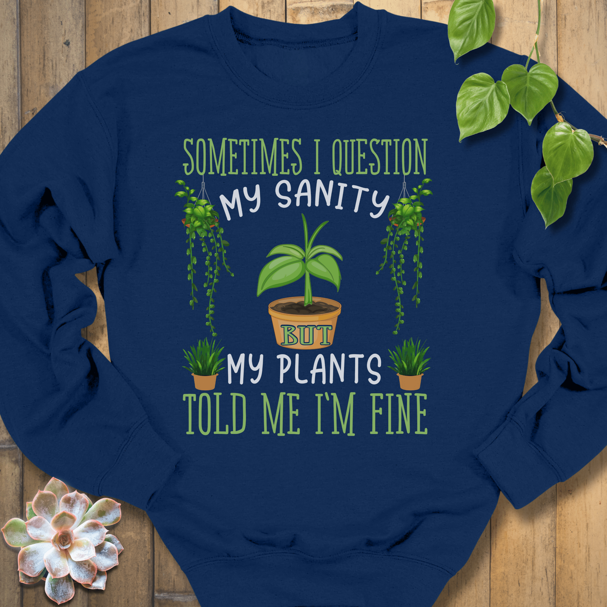 Navy / S I Question My Sanity Sweatshirt Sweatshirt
