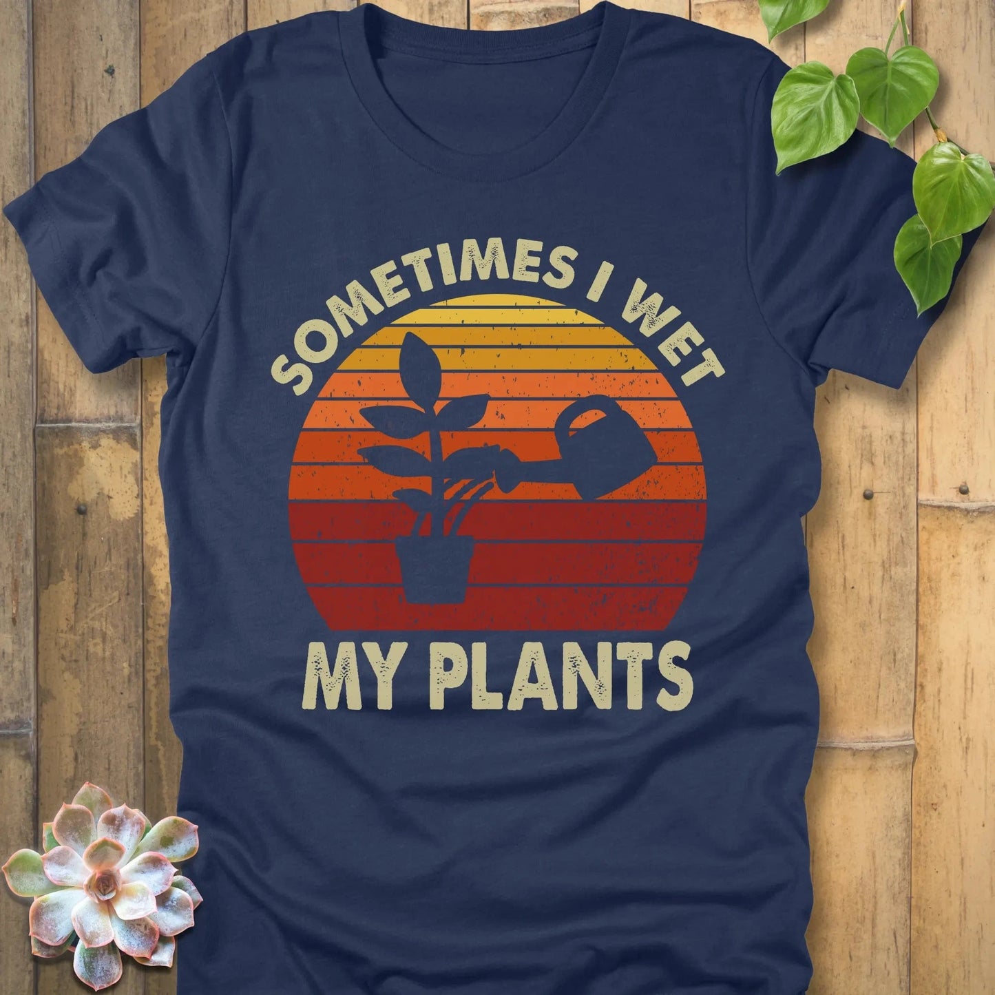 Heather Navy / S I Wet My Plants T-Shirt T-Shirt