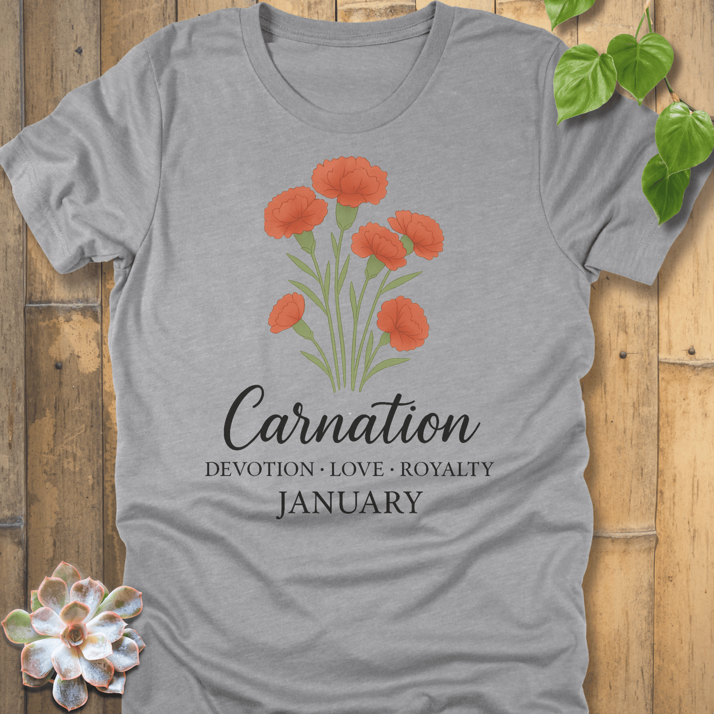 Athletic Heather / S January Carnation T-Shirt T-Shirt