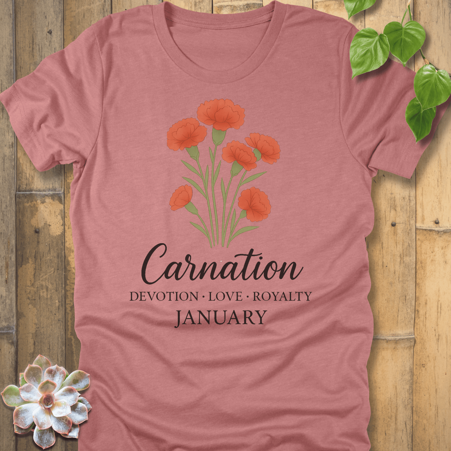 Heather Mauve / S January Carnation T-Shirt T-Shirt