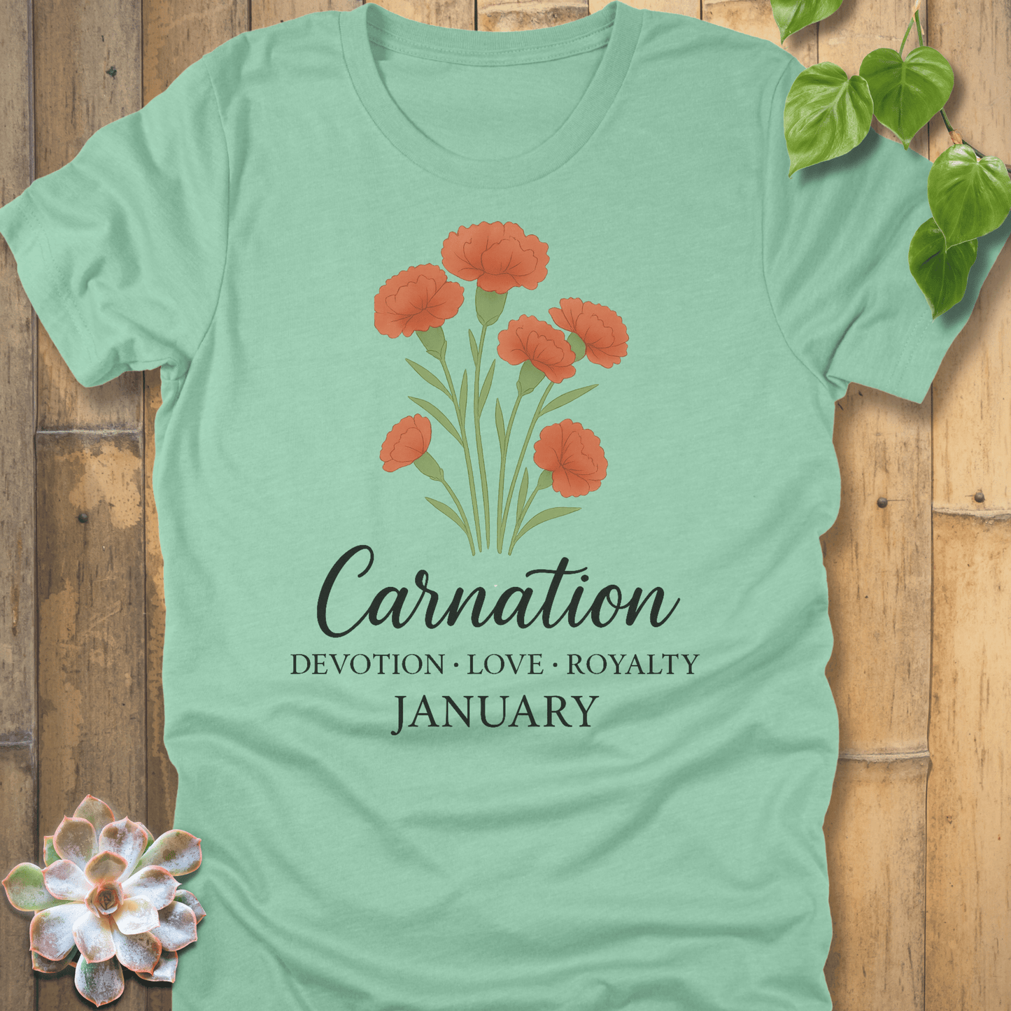 Heather Mint / S January Carnation T-Shirt T-Shirt