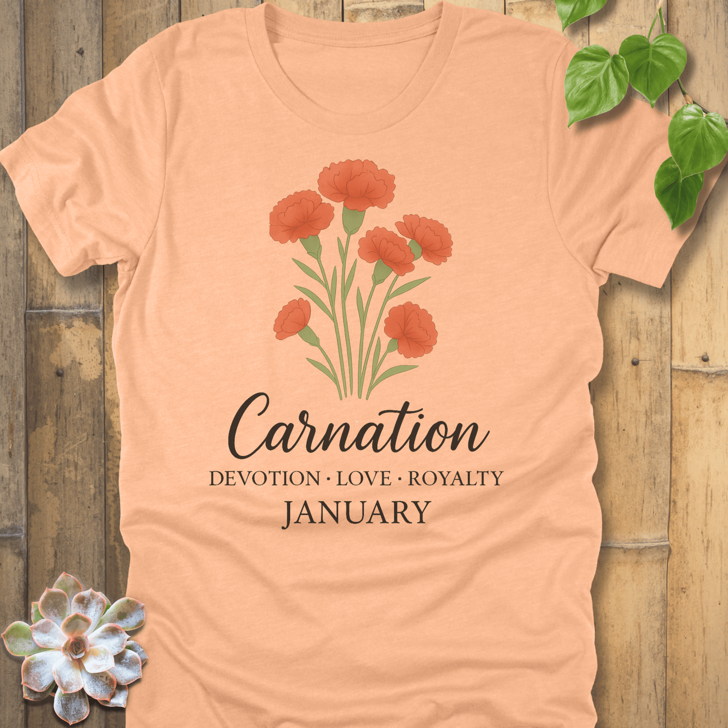Heather Peach / S January Carnation T-Shirt T-Shirt