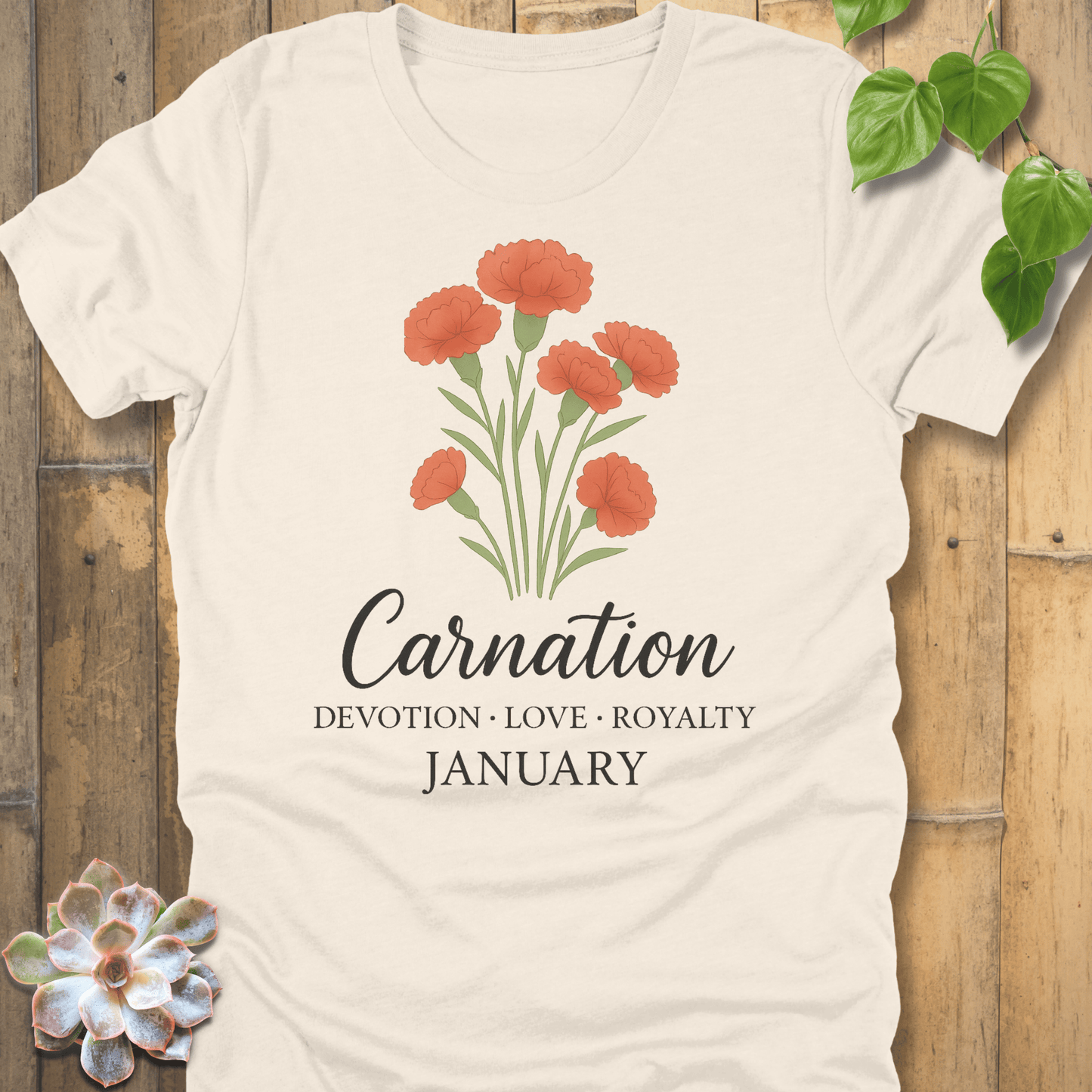 Natural / S January Carnation T-Shirt T-Shirt