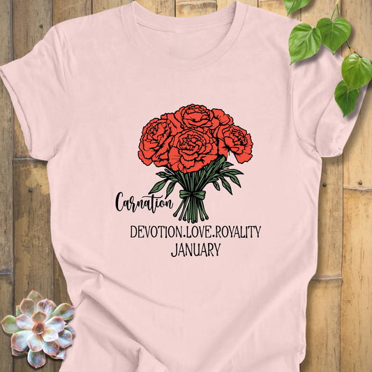 Soft Pink / XS January Carnation T-Shirt T-Shirt