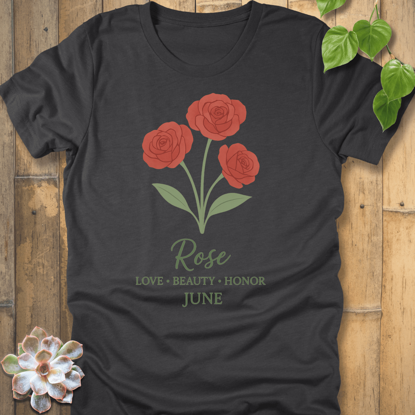 Dark Grey Heather / S June Rose T-shirt T-Shirt