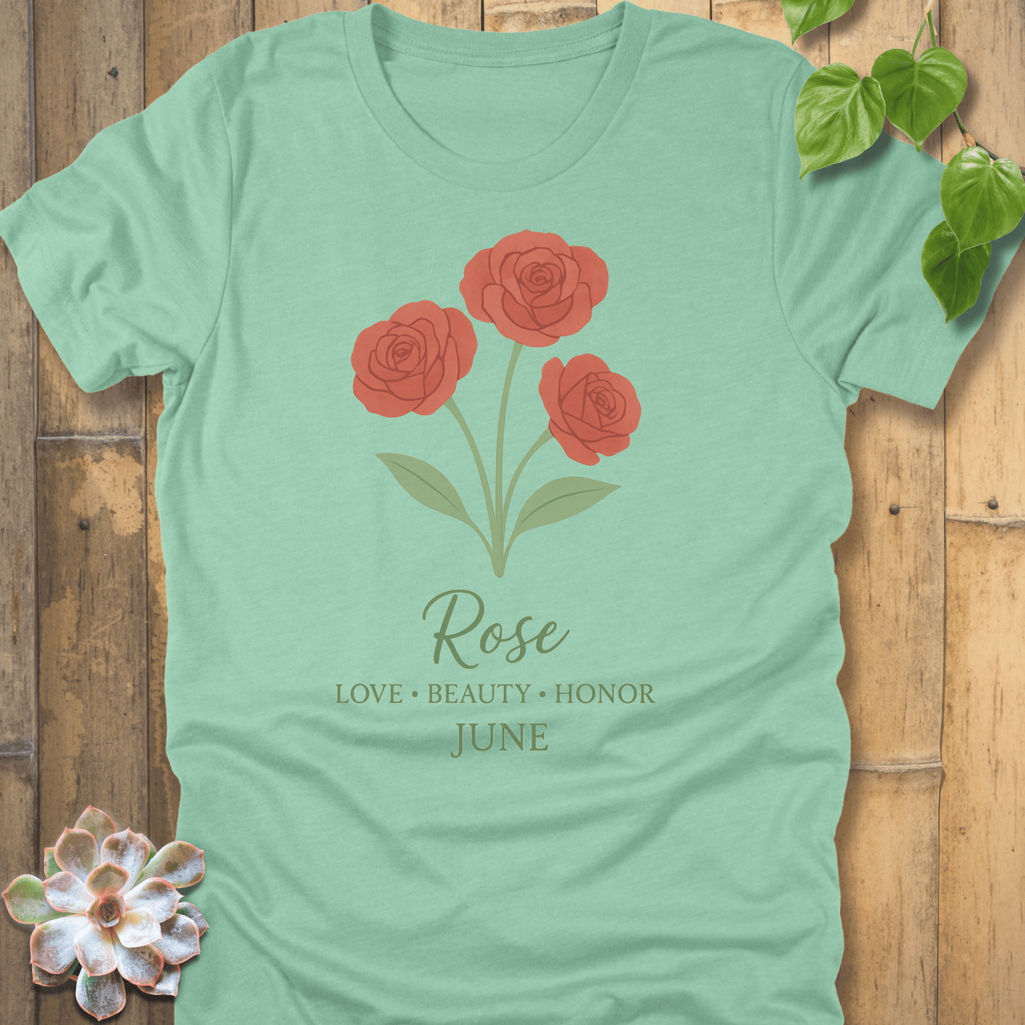 Heather Mint / S June Rose T-shirt T-Shirt