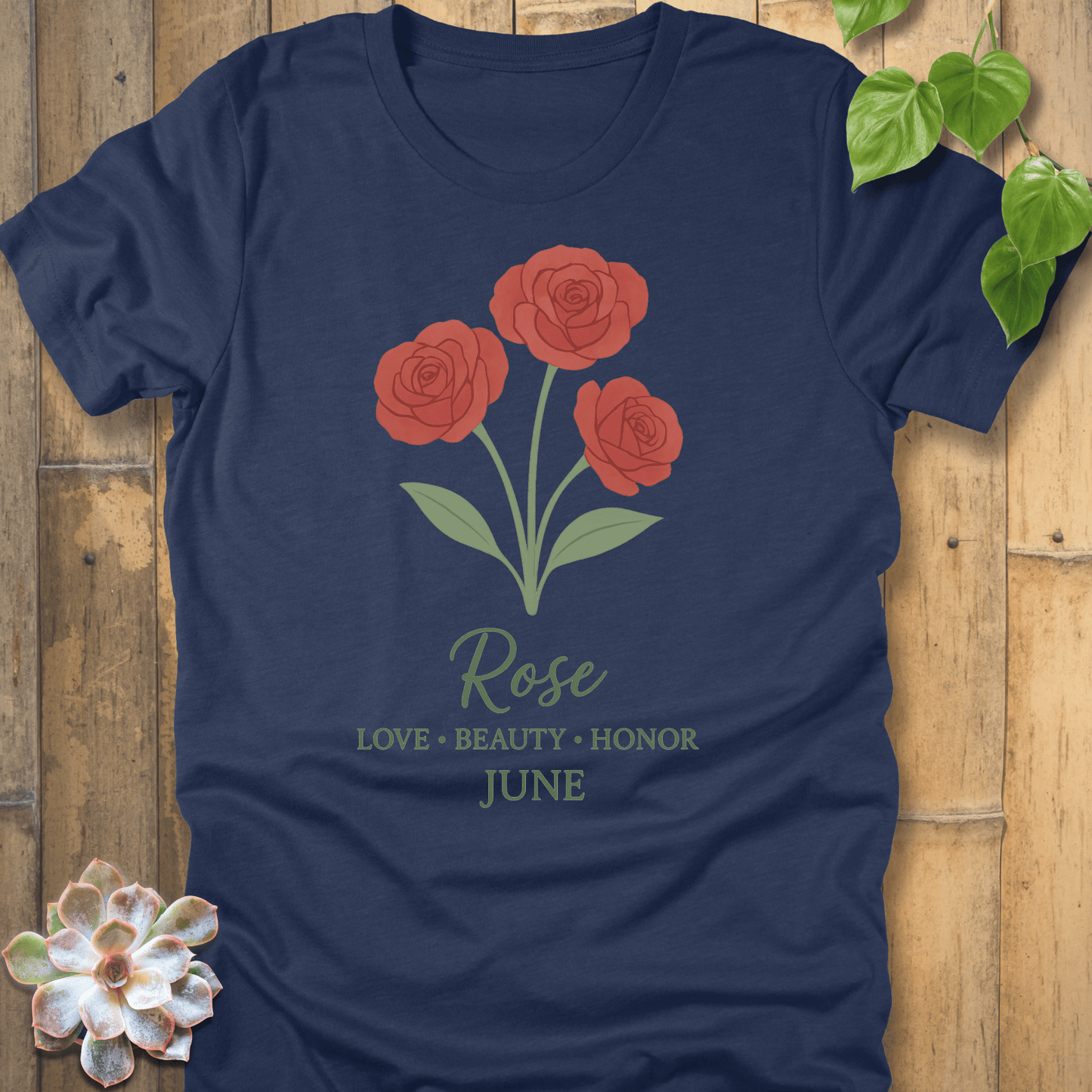 Heather Navy / S June Rose T-shirt T-Shirt