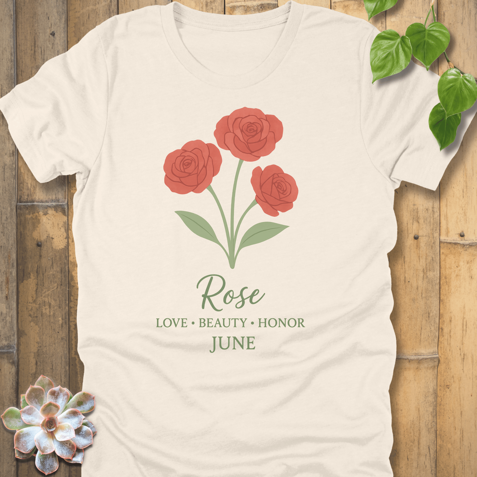 Natural / S June Rose T-shirt T-Shirt