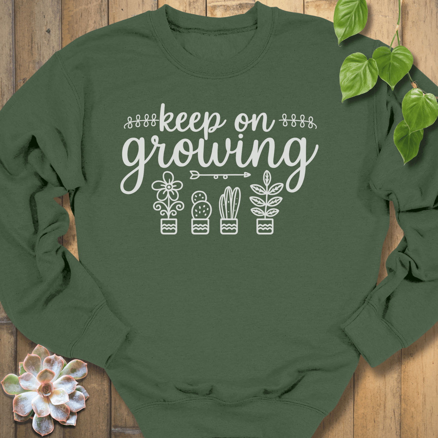 Military Green / S Keep On Growing Sweatshirt Sweatshirt