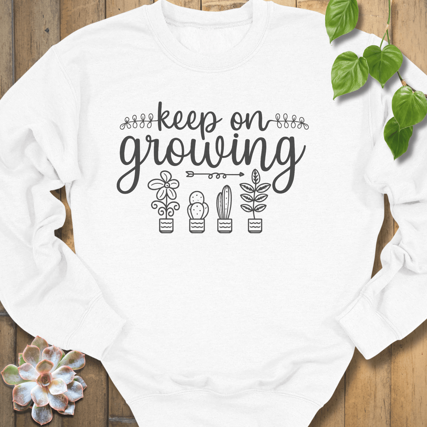 White / S Keep On Growing Sweatshirt Sweatshirt