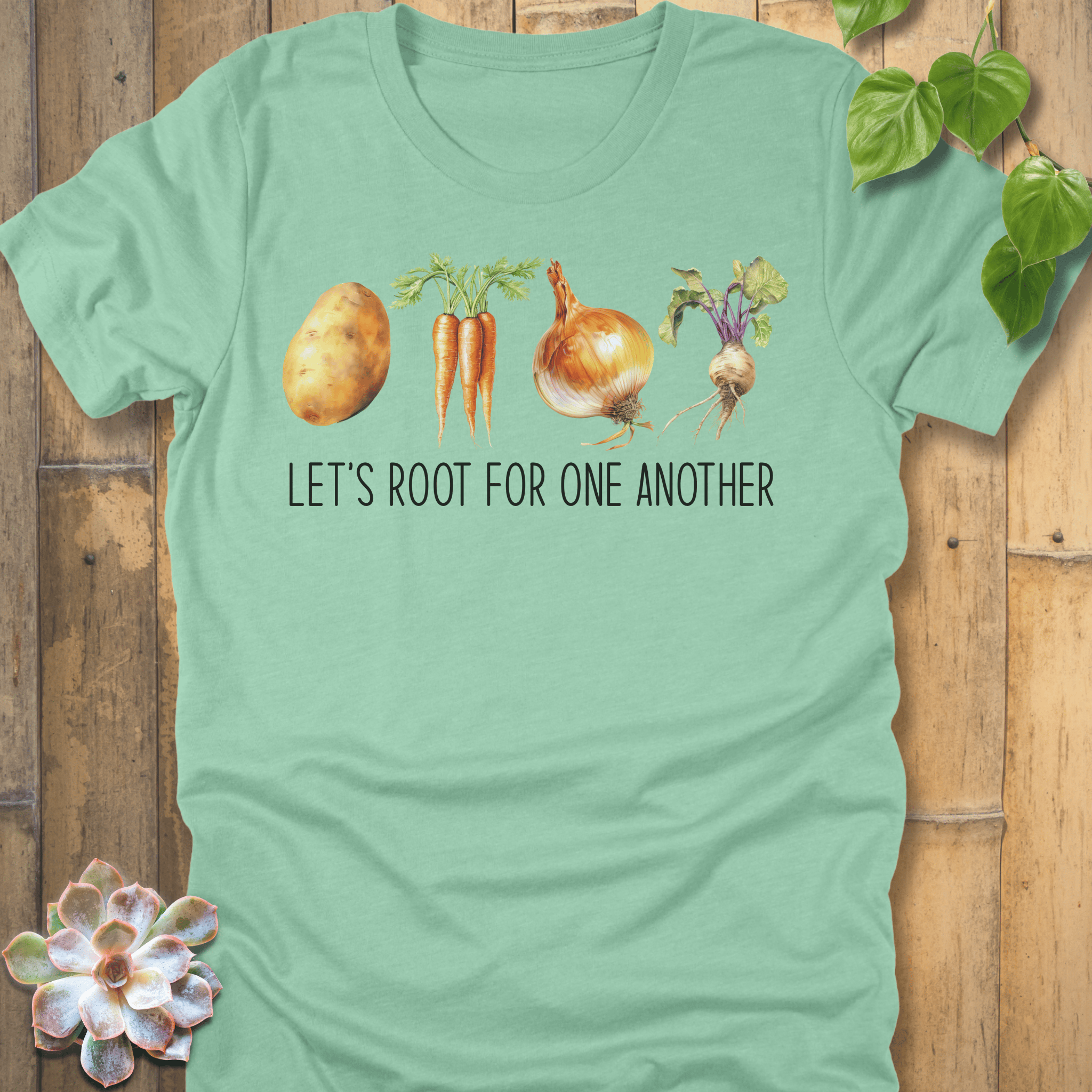Heather Mint / S Let's Root For One Another T-Shirt T-Shirt