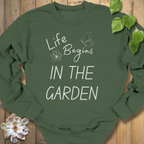 Military Green / S Life Begins Sweatshirt Sweatshirt