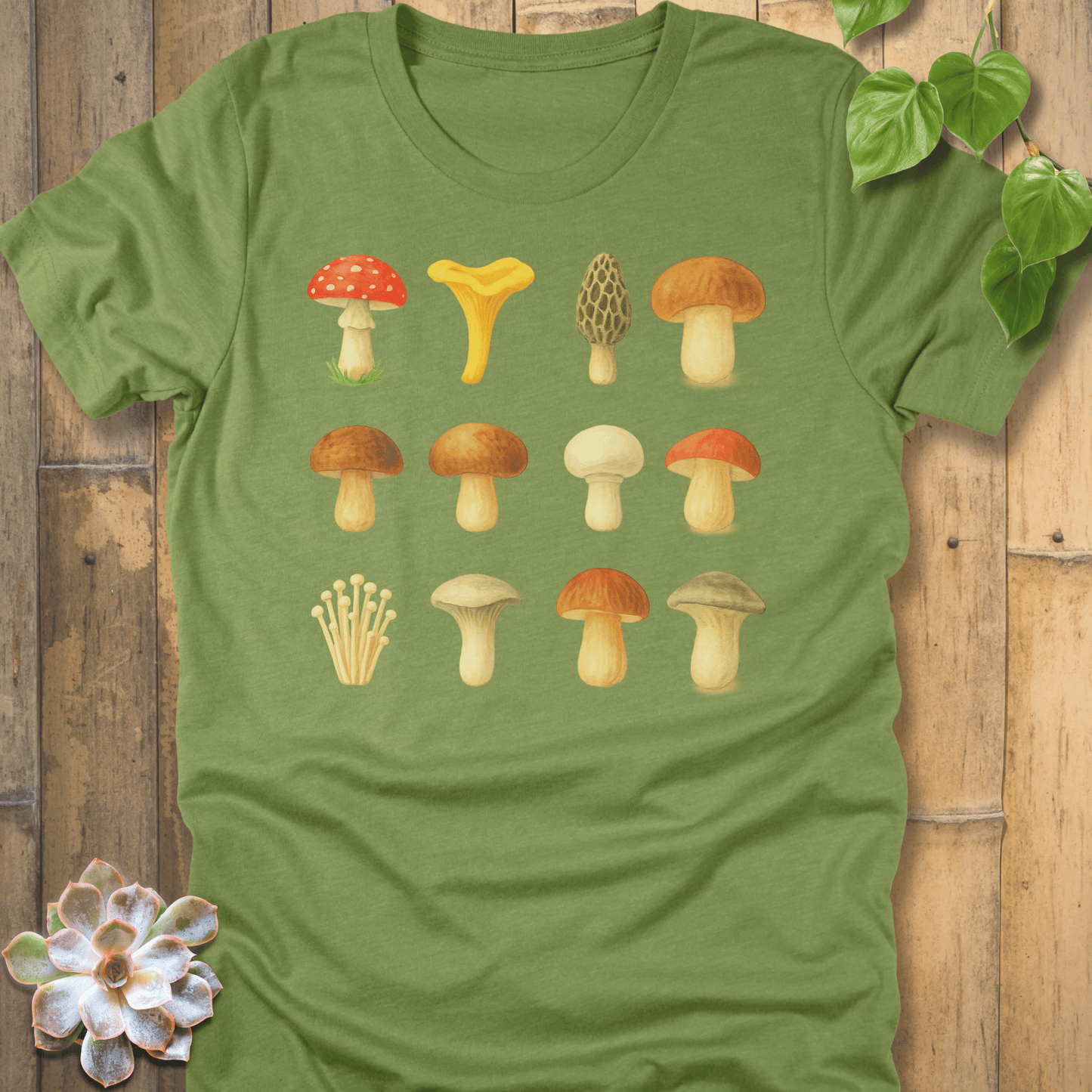 Heather Green / S Lots Of Mushrooms T-Shirt T-Shirt