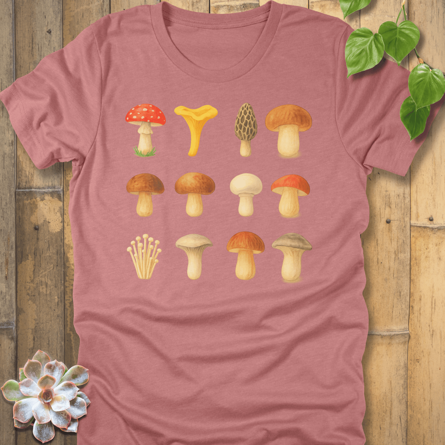 Heather Mauve / S Lots Of Mushrooms T-Shirt T-Shirt
