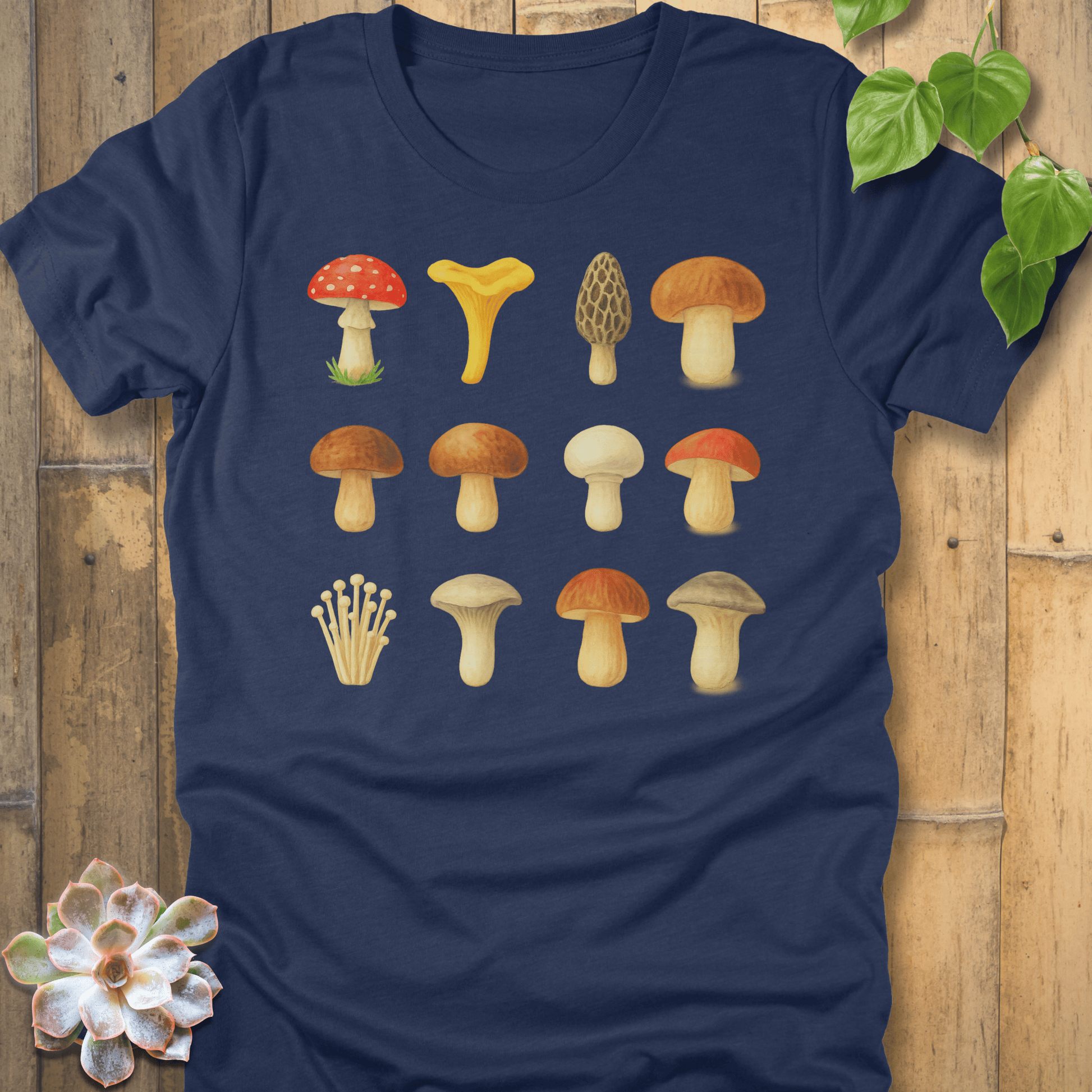 Heather Navy / S Lots Of Mushrooms T-Shirt T-Shirt