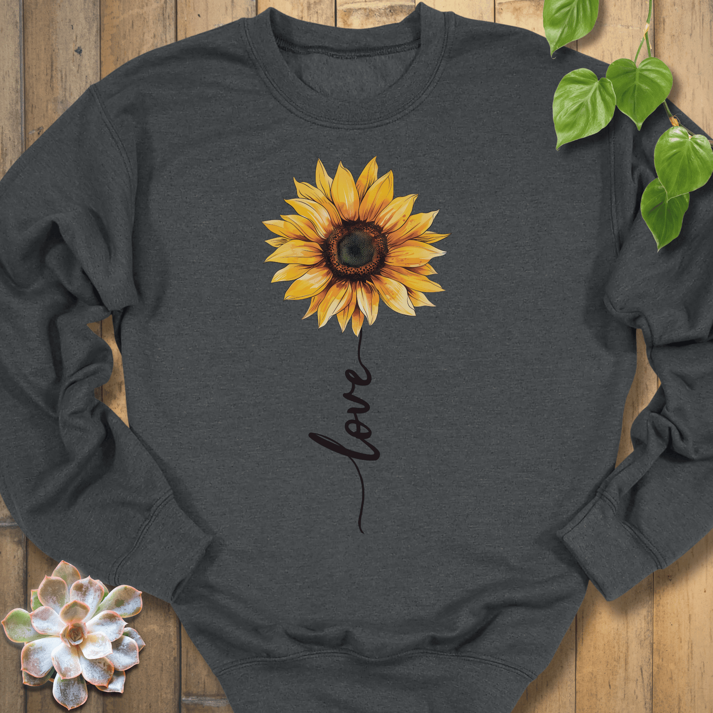 Dark Heather / S Love Sunflower Sweatshirt Sweatshirt