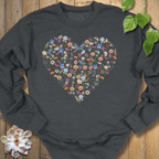 Dark Heather / S Loveheart Flowers Sweatshirt Sweatshirt