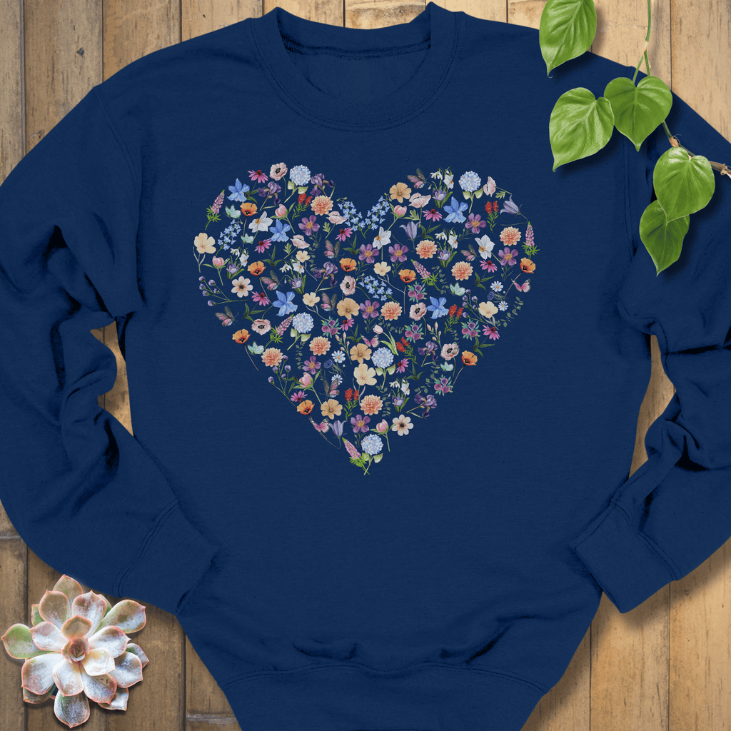 Navy / S Loveheart Flowers Sweatshirt Sweatshirt
