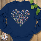 Navy / S Loveheart Flowers Sweatshirt Sweatshirt