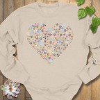 Sand / S Loveheart Flowers Sweatshirt Sweatshirt