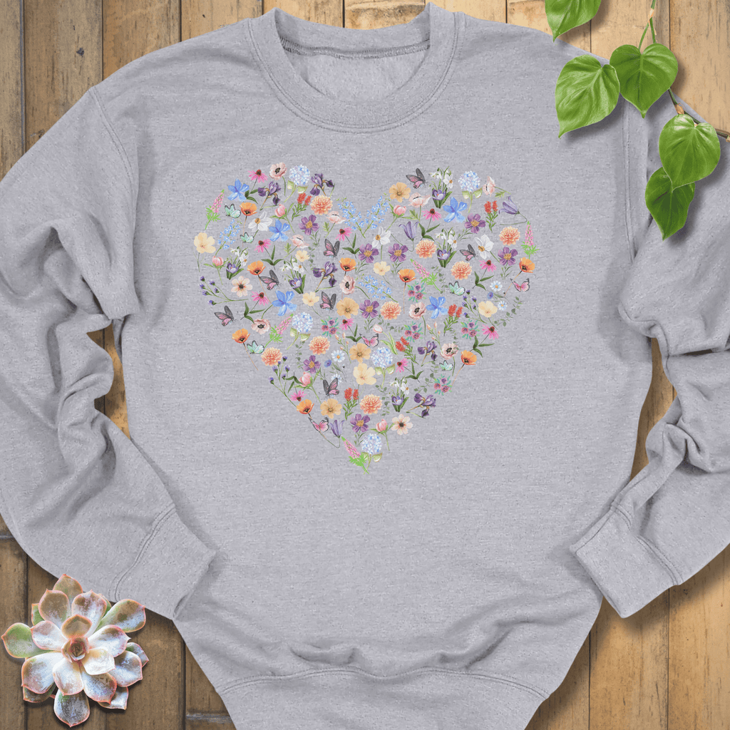 Sport Grey / S Loveheart Flowers Sweatshirt Sweatshirt
