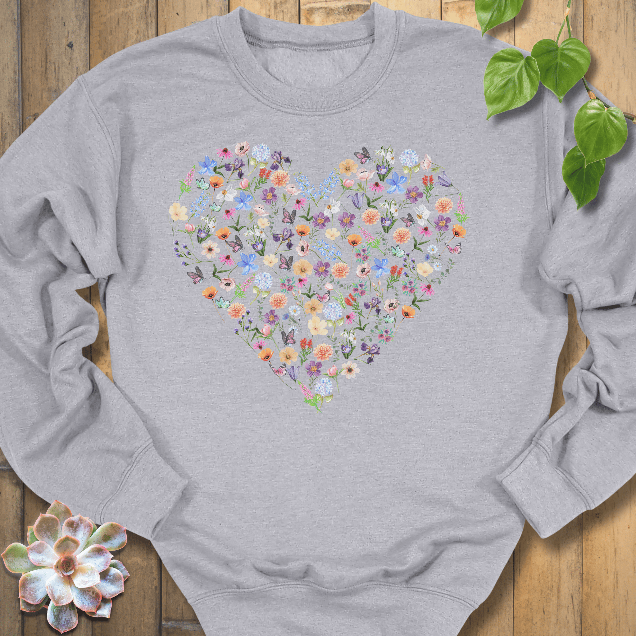 Sport Grey / S Loveheart Flowers Sweatshirt Sweatshirt