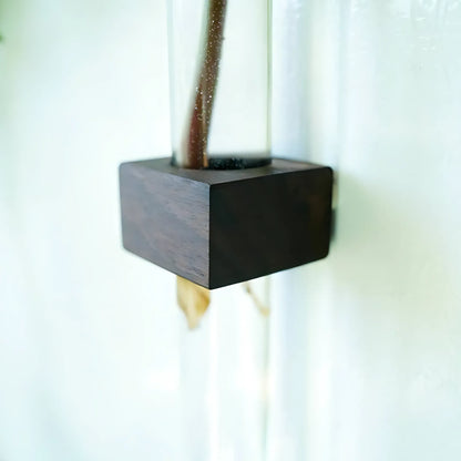 Magnetic Propagation Vase – Handmade Black Walnut Wall Planter Home & Garden