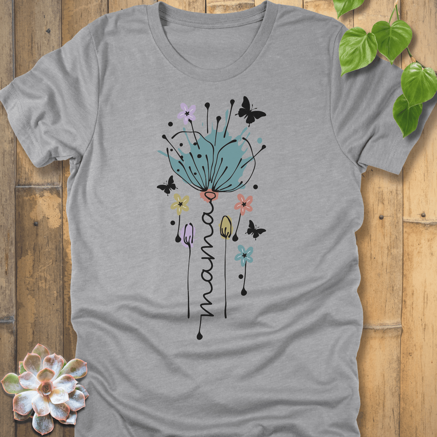 Athletic Heather / S Mama Floral Bloom T-Shirt T-Shirt