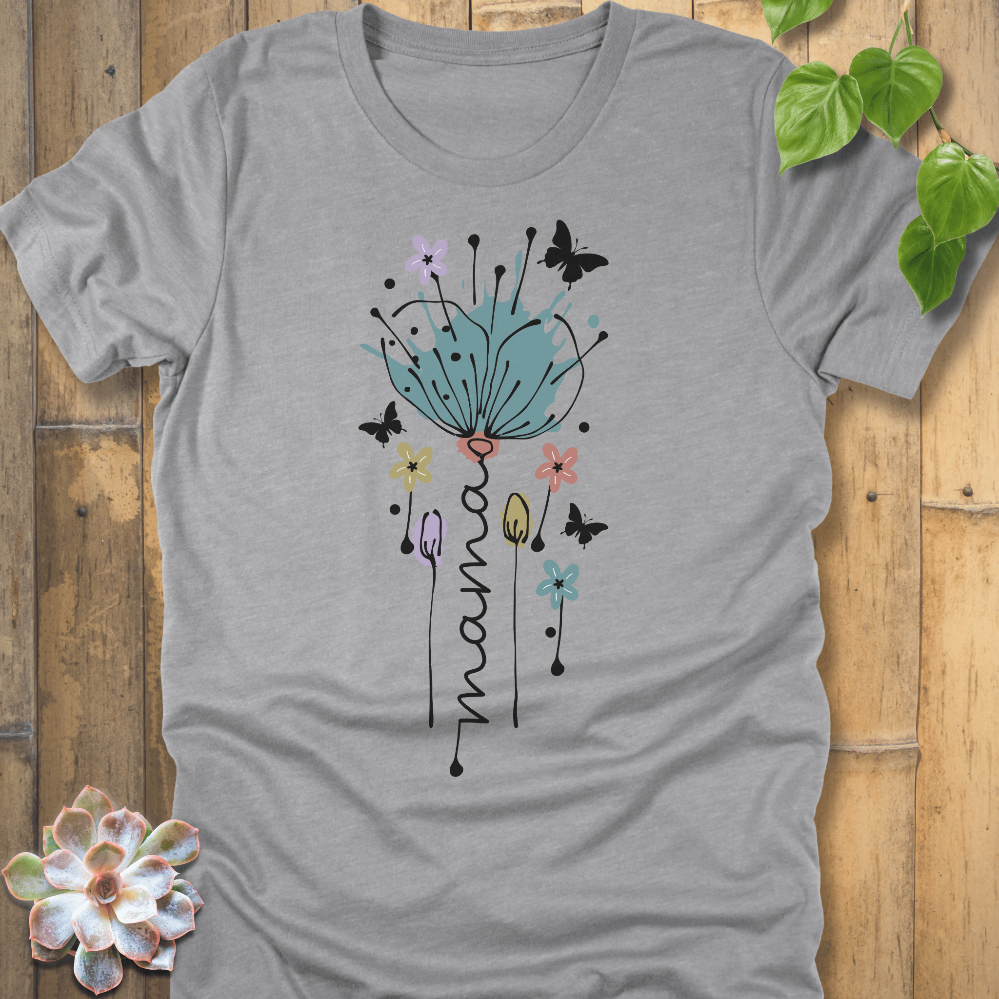 Athletic Heather / S Mama Floral Bloom T-Shirt T-Shirt