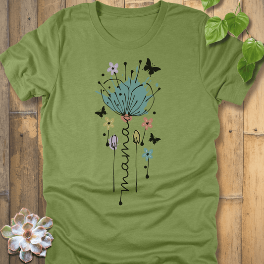 Heather Green / S Mama Floral Bloom T-Shirt T-Shirt