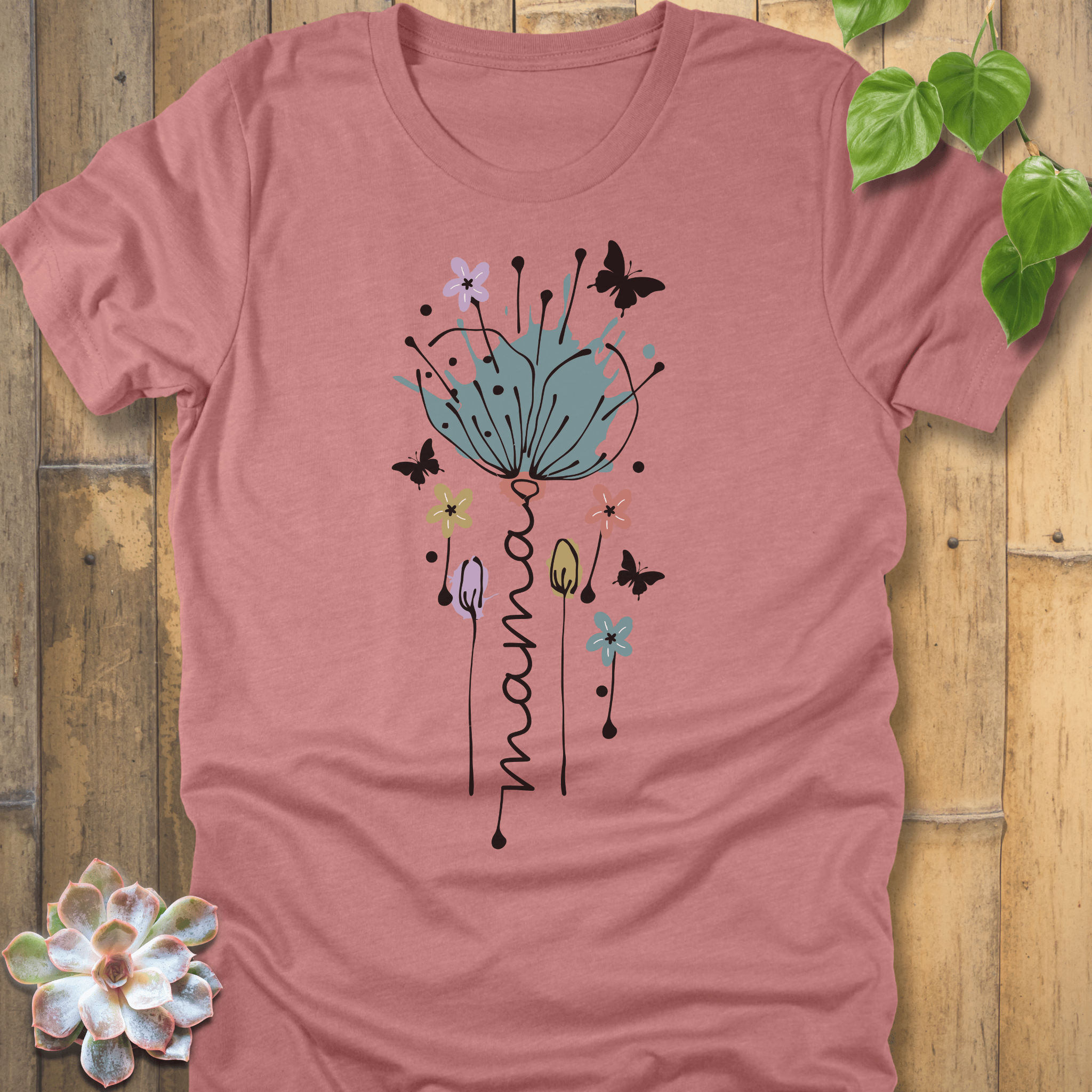 Heather Mauve / S Mama Floral Bloom T-Shirt T-Shirt