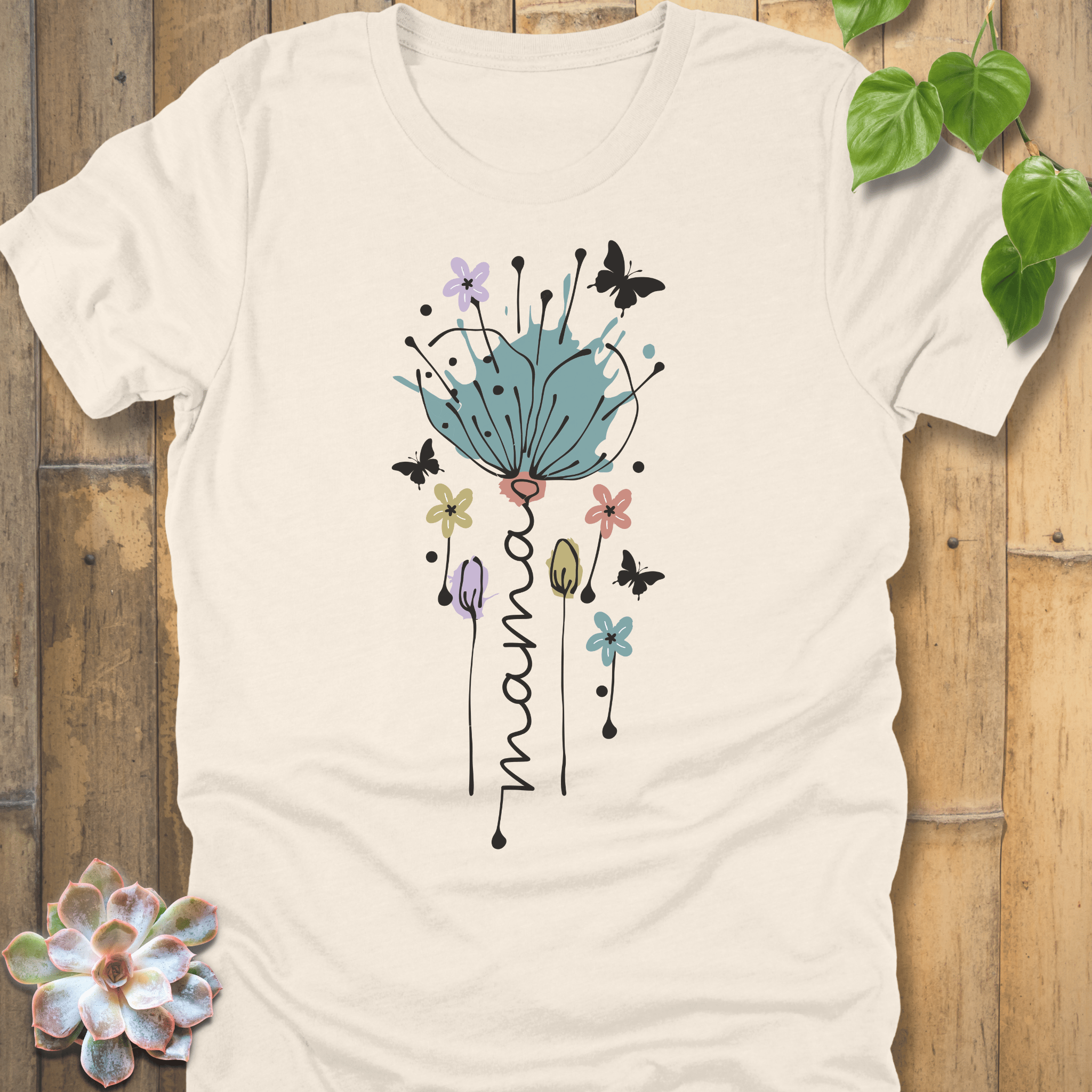 Natural / S Mama Floral Bloom T-Shirt T-Shirt