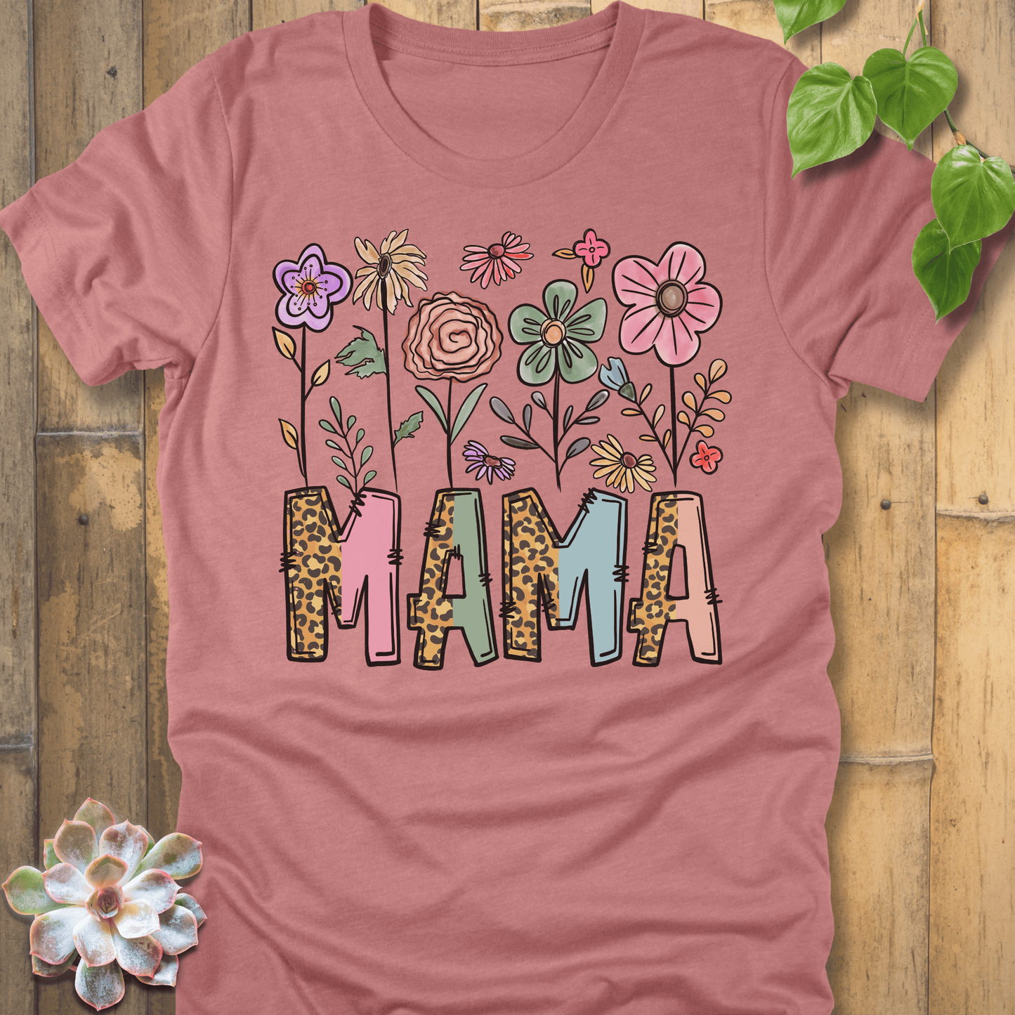 Heather Mauve / S Mama Flower T-Shirt T-Shirt