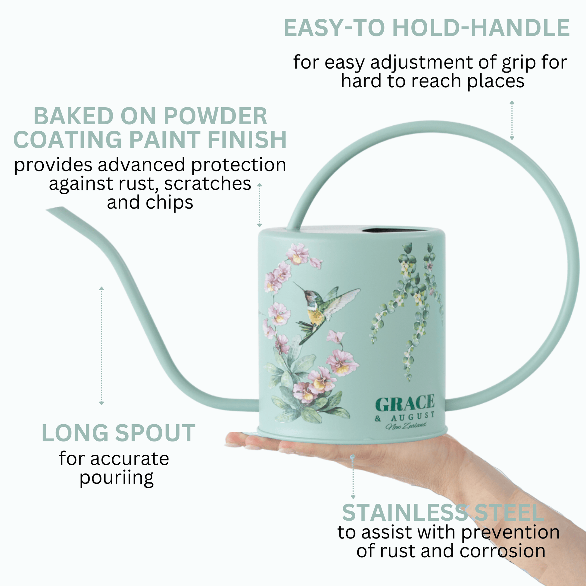 Metal Indoor Watering Can | Sage Green Garden Accessories